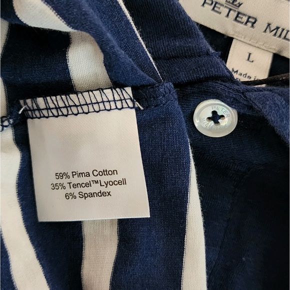 Peter Millar Golf Athena Striped Short Sleeve Polo Shirt Navy White sz L - Picture 12 of 15